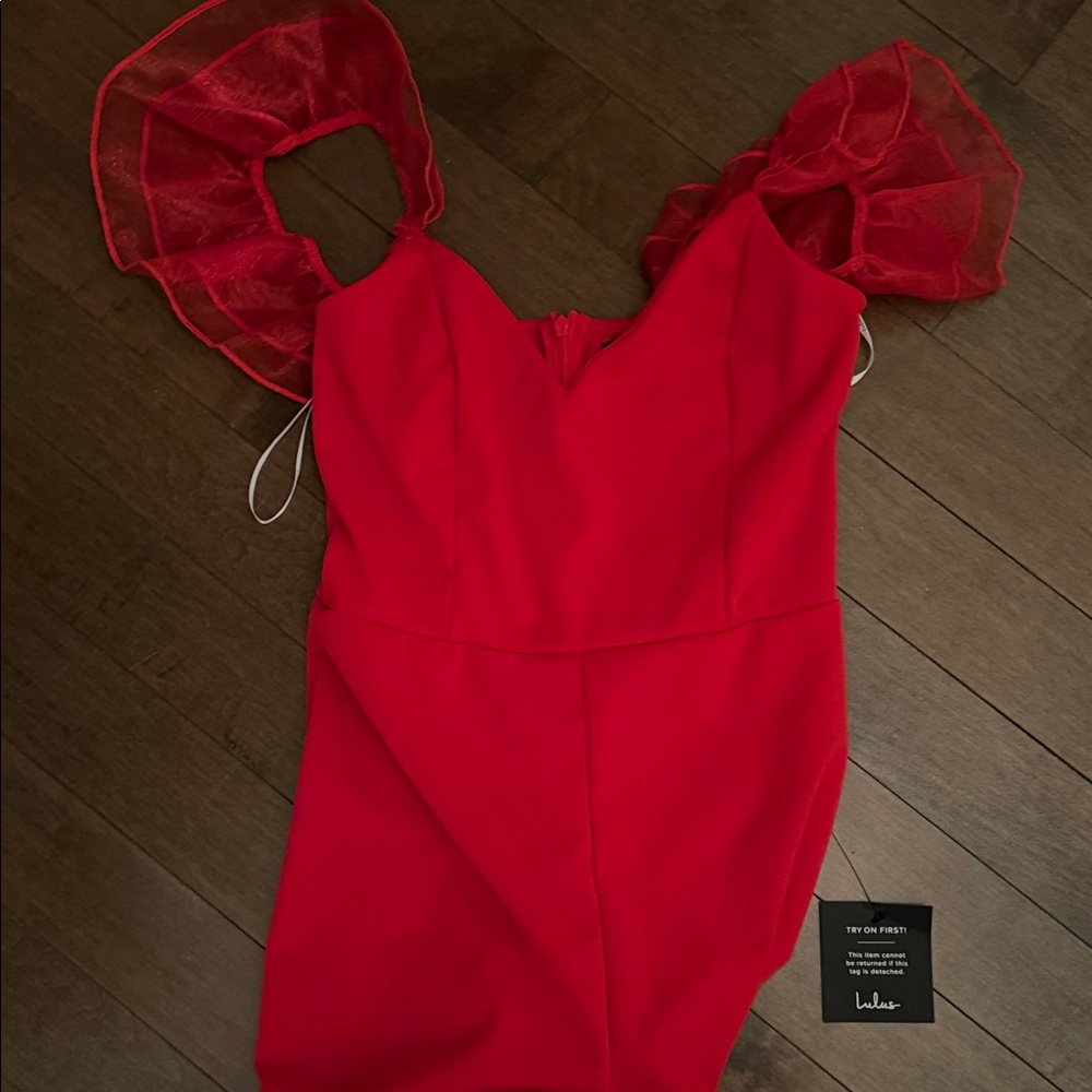 Lulus Luxe Position Red Ruffled Wide-Leg Jumpsuit - Picture 4 of 9